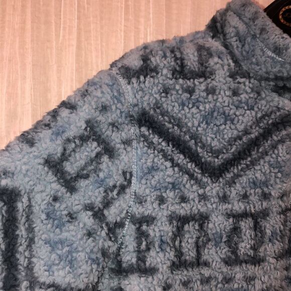 Home Free M Blue Navy Sherpa Teddy Pullover Quarter Zip Sweatshirt - Picture 4 of 15